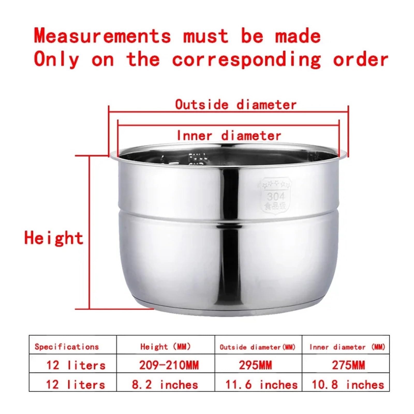 Olla a presión eléctrica de Acero Inoxidable 304 de Grado alimenticio, Olla multitazón for Sopa y gachas, Accesorios for cocinar bilis, 12 litros, 200