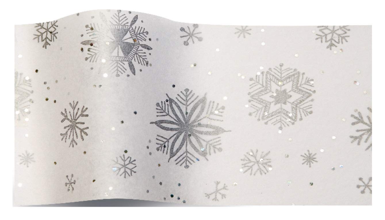 Mustbebonkers White 5 Snowflake Gemstone Wrapping Tissue Paper Sheets ~ Luxury Sparkly Glitter Gem 35X45cm