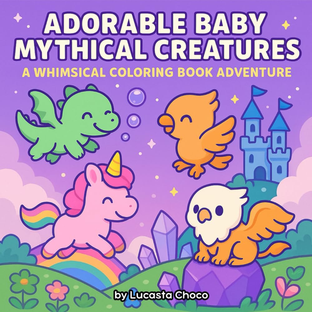 Adorable Baby Mythical Creatures Coloring Book: Bold & Easy Fantasy Coloring Book for Kids and Adults to Relax and Unwind