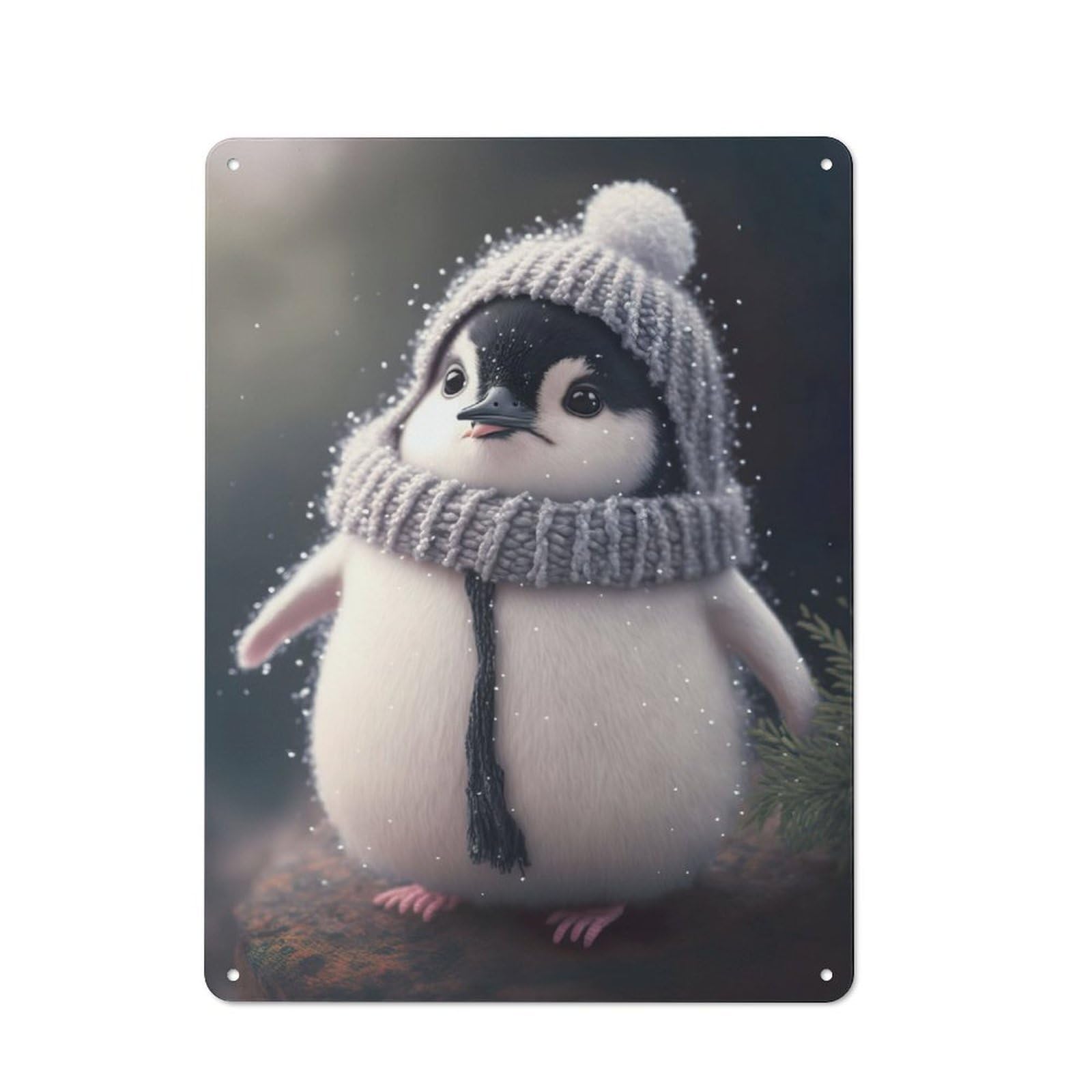 Junmoney Baby Penguin Garden Style Tin Sign 40X30cm, Porch Wall Decor For Patio Bar, Workshop, Shed Or Kitchen