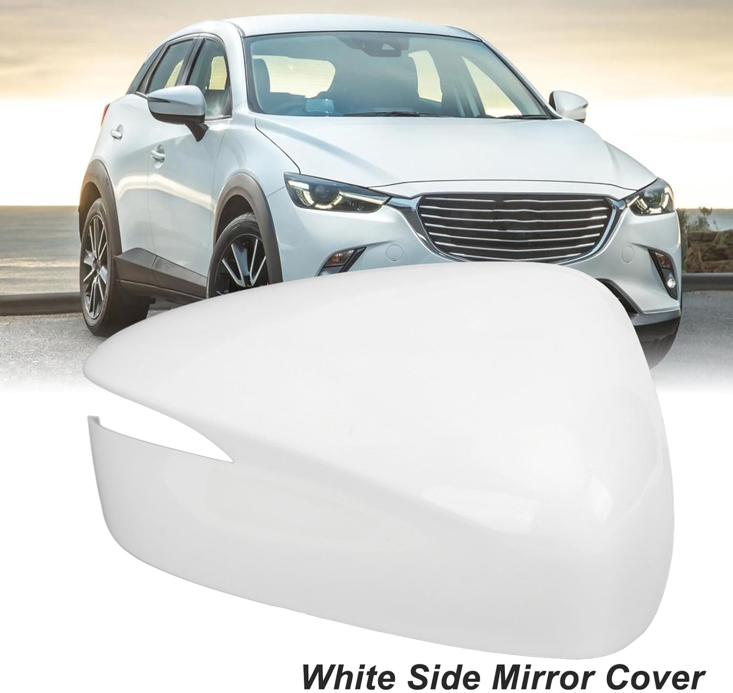 Side Mirror Cover for CX‑3 2015‑2019, Door Side Rearview Mirror Covers Caps, Exterior Mirror Covers, Side Mirror Caps White, Left Driver Side, Right Passenger Side (Right