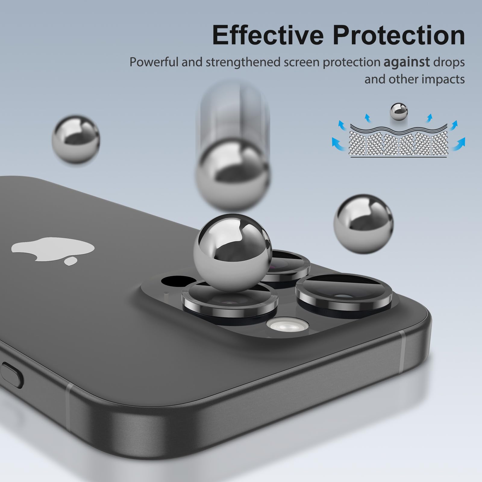 Pellicola Protezione Fotocamera IPhone 14 Pro/Pro Max - Vetro Temperato Con Lega Alluminio, 4 Pezzi - Colore Grafite - Foto 12