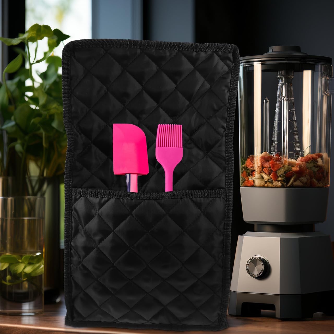 Cabilock Mixerabdeckung Aus Polyester Mit Tasche Kratzfeste Schutzhülle Für Standmixer Und Küchenmaschinen 17X9.7X7.5 Zoll Schutz Vor Staub Und Beschädigung