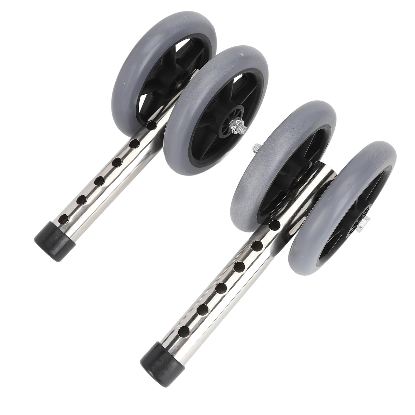 Brrnoo Ruedas para Andador, Accesorios de Repuesto para Andador, Rueda de Repuesto para Andador de 2 Piezas, Patas de Rueda para Andador con Ruedas Ajustables en Altura de 6 Engranajes