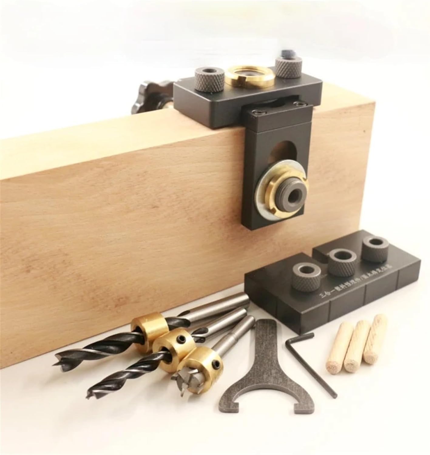 3 in 1 Drilling Guide Hole Locator Puncher Adjustable Pocket Hole Jig Doweling Jig Kit for Furniture Connecting Woodworking Tool (Color : Set C)