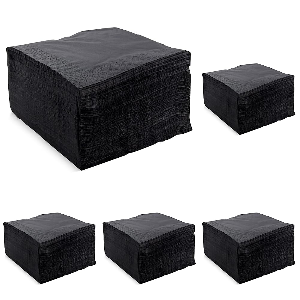 Servilletas 40x40 negras de 2 capas con pliegue un cuarto pack de 500 unidades para hostelería 5