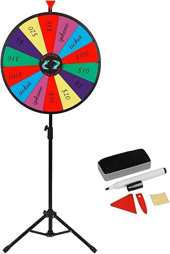 Rueda giratoria de 24 pulgadas con trípode plegable, 14 ranuras de color, ruleta de mesa para carnaval, juego de la fortuna, feria comercial, doble