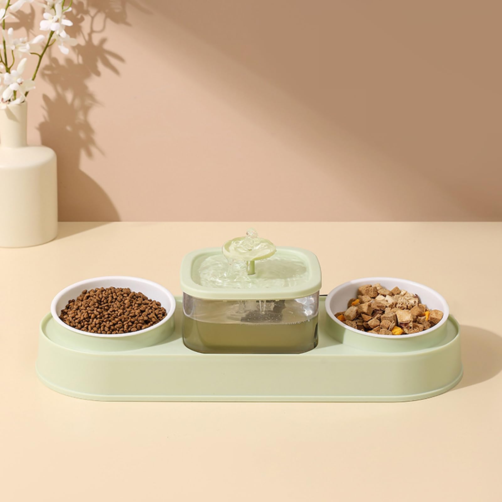 Distributeur d'eau pour chat - Double gamelle - Distributeur d'eau électrique - Fournitures d'alimentation en eau