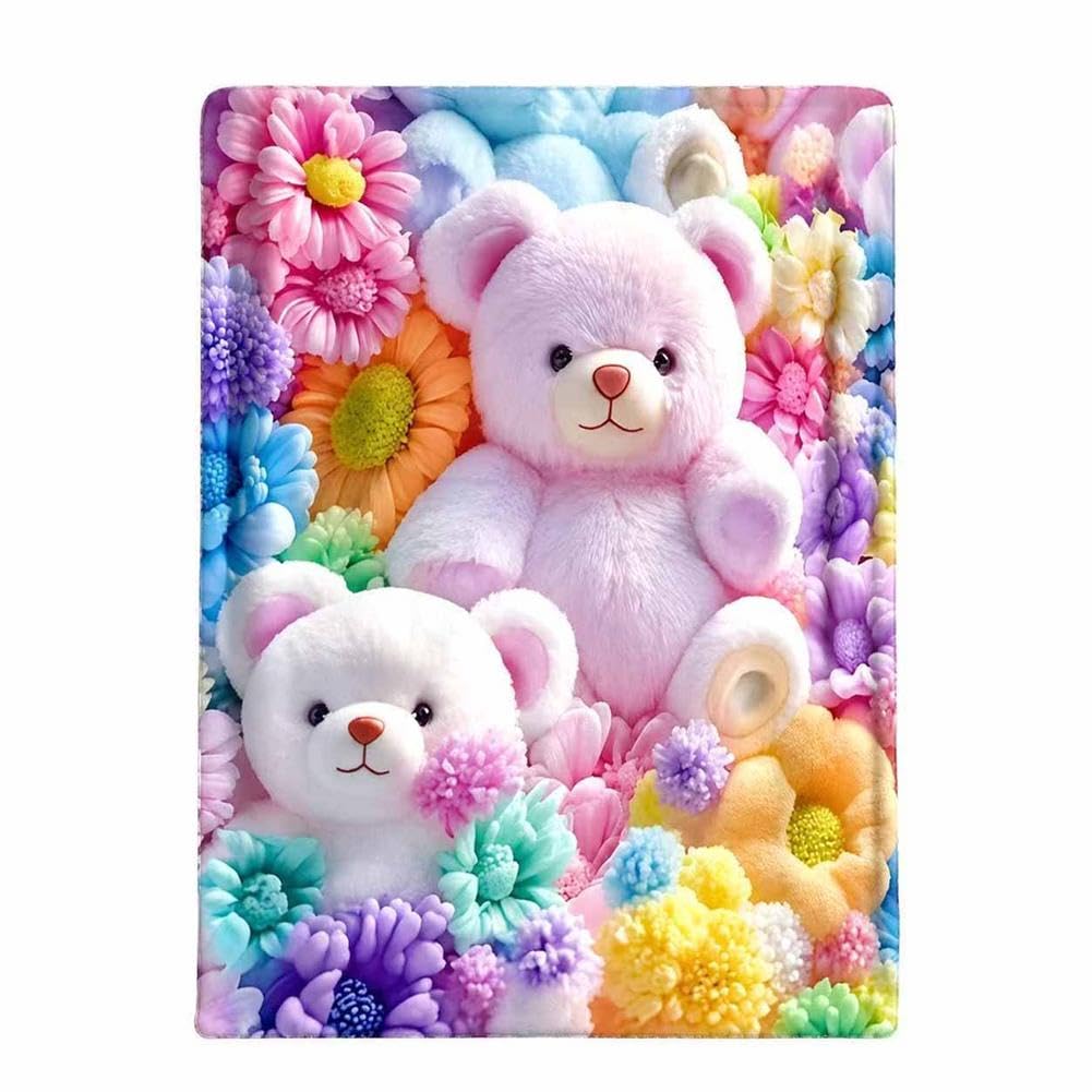 Teddy Pastel Floral Print Throw Blanket, 2027 Cozy Bear Pastel Blanket