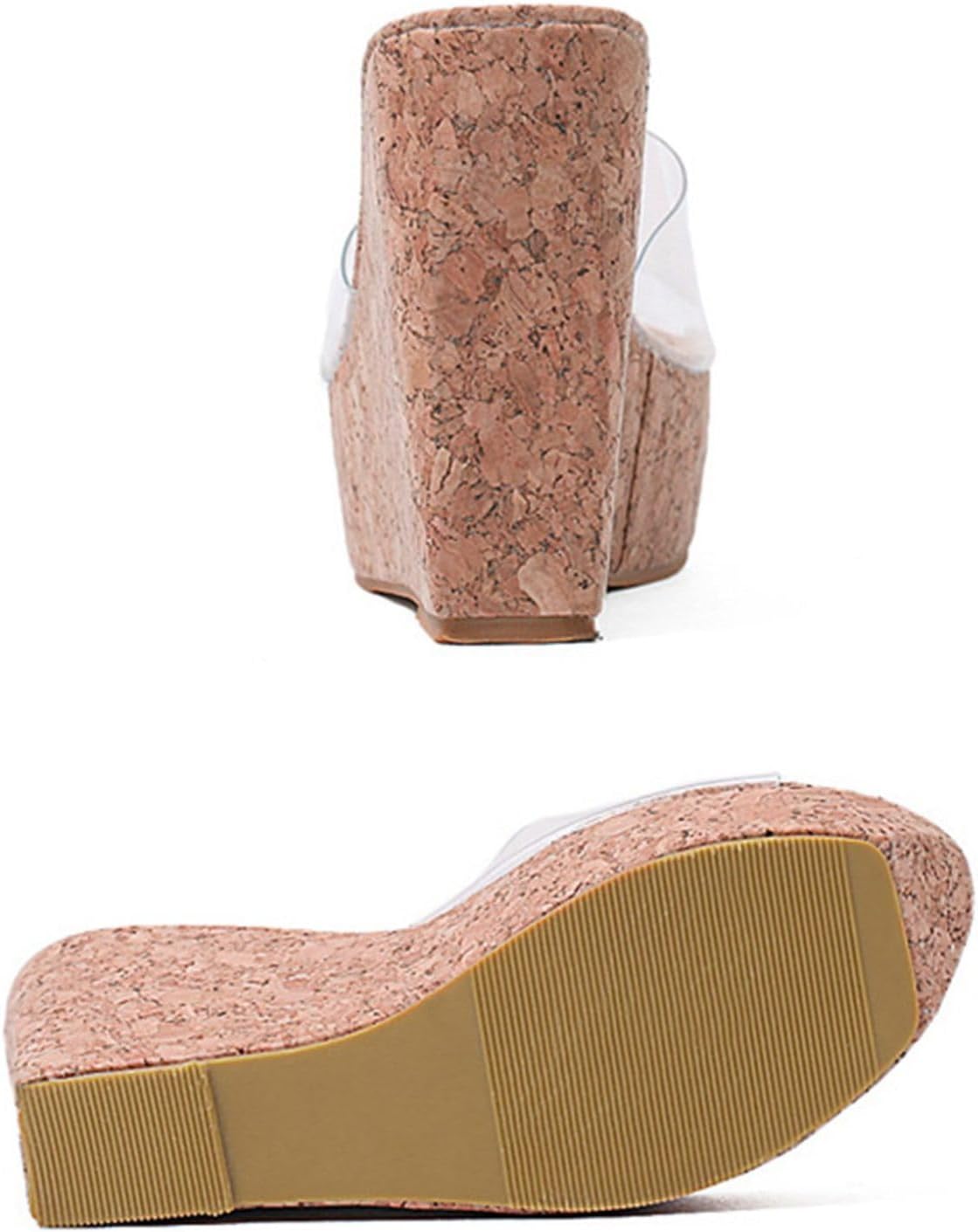 [GUREITOJP] レディースミュール ウェッジソール スリッパ ファッションサンダル 11.5cmヒール 厚底夏靴 透明ストラ