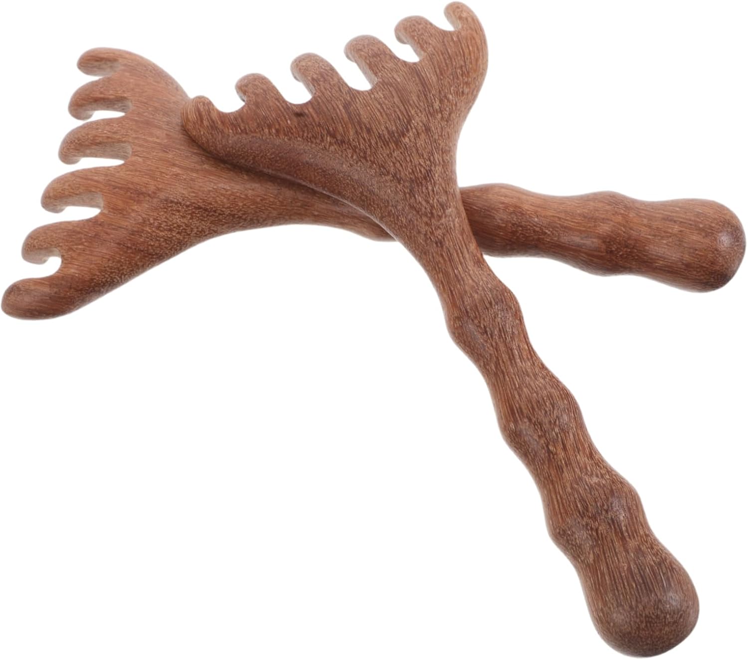 Wooden Scalp Massage Tool 2Pcs Antler Shaped Hair Gua Sha Comb for Head Therapy Deep Relaxation and Scalp Stimulation Durable Natural Wood Material