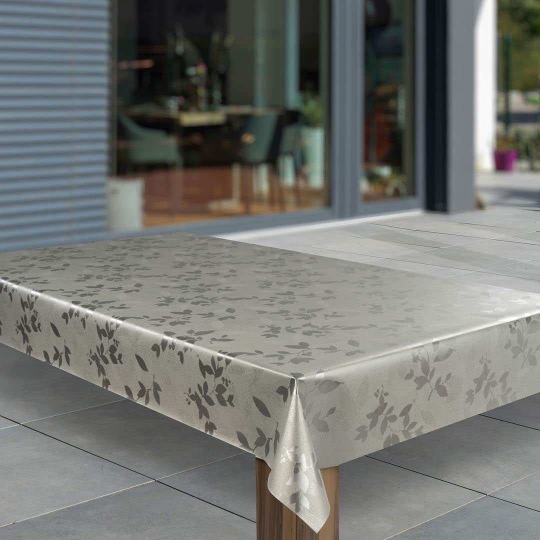 Laro Wachstuch-Tischdecke 110x120 Cm – Wasserabweisend, Abwaschbar, Für Garten & Innenbereich, Muster: Beige Umbra