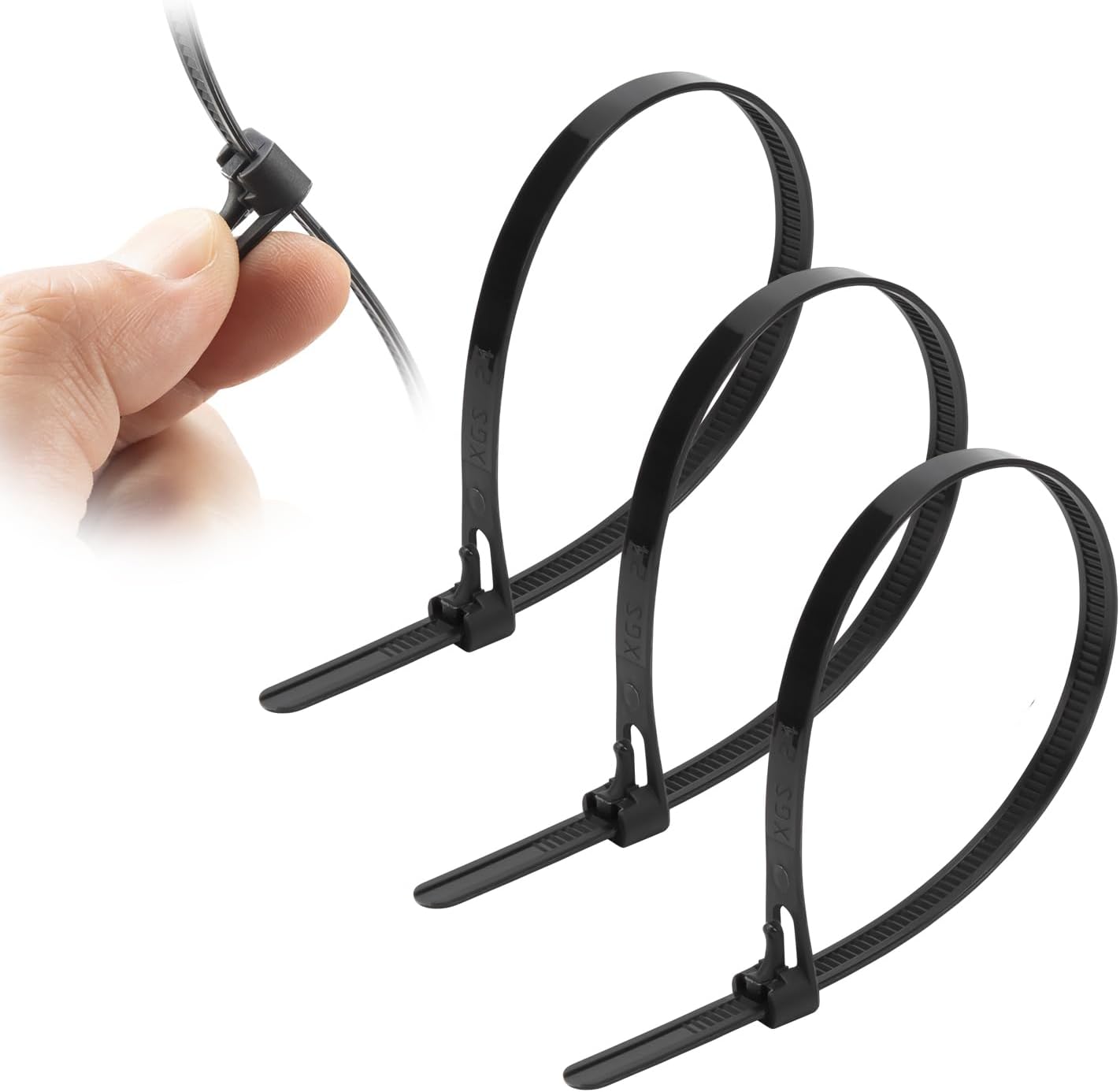 MasiStranth 100PCS 14Inch Reusable Zip Ties Releasable Zip