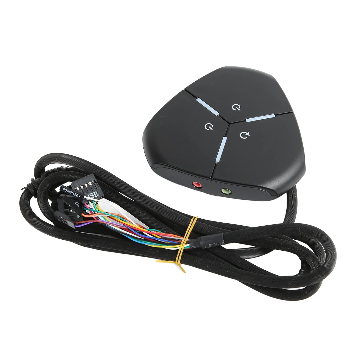 Semme Desktop Computer Power Switch with Dual Buttons Easy Adhesive Installation for Desktop PCs Compact and User Friendly Design (2USB+Audio)