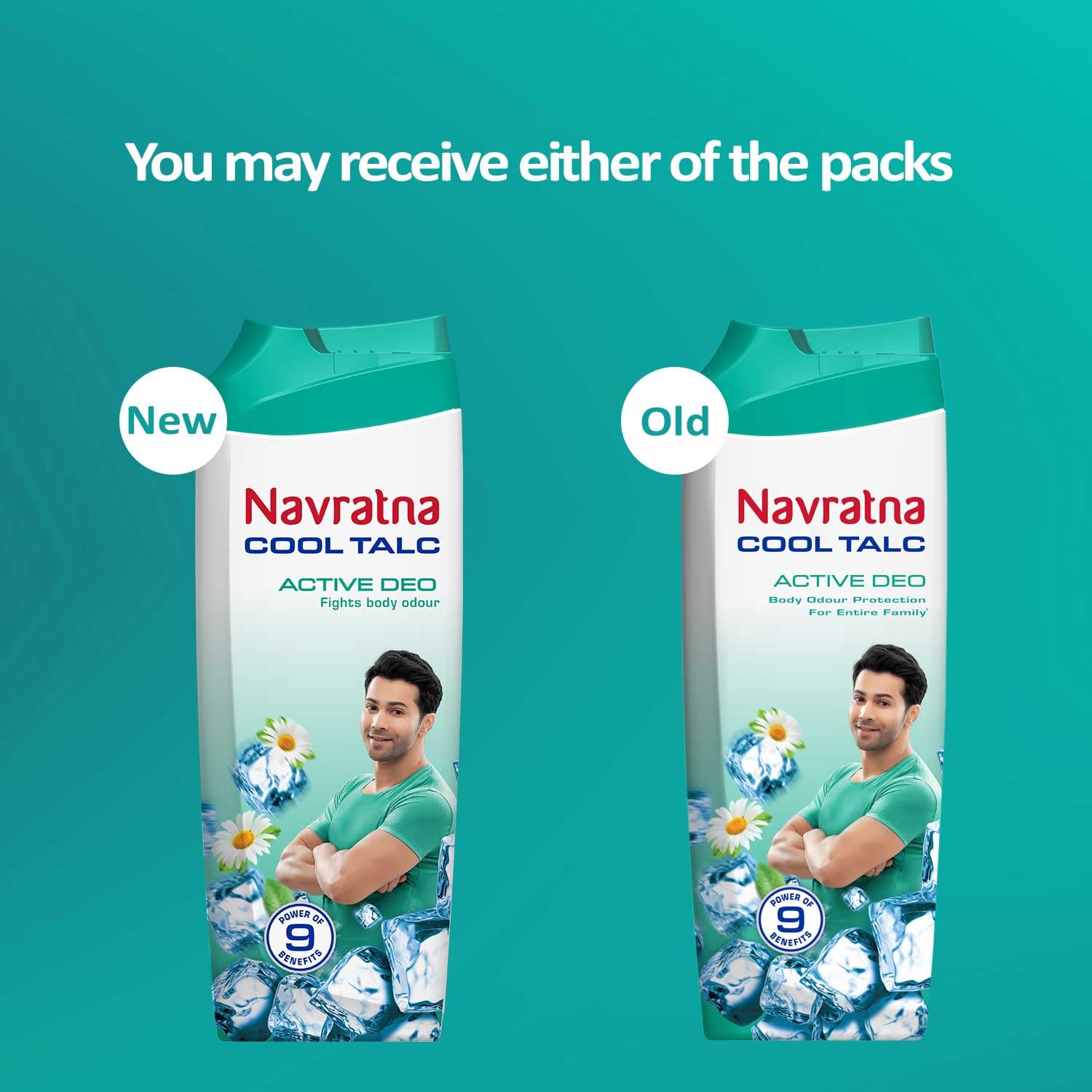 Navratna Cool Talc Active Deo | Talcum Powder | Body Odour Protection & Strong Cooling Effect | Long Lasting Freshness & Fragrance, 400gm