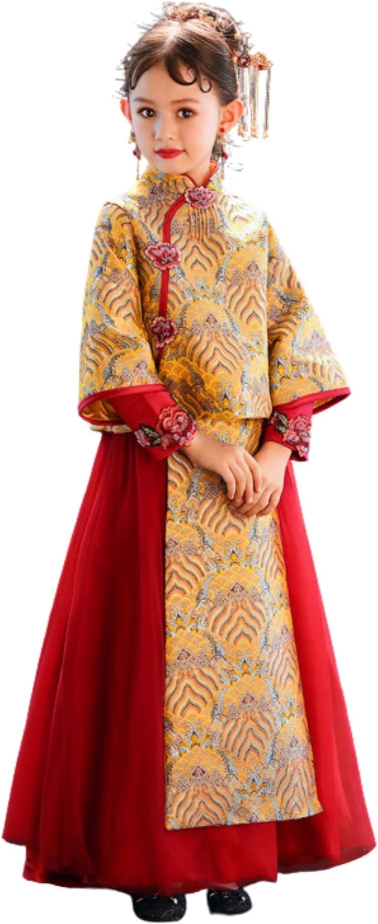 AINIFUQueen of China Cheongsam Dresses for Girls Hanfu Tang Suit Performance Costumes Dresses