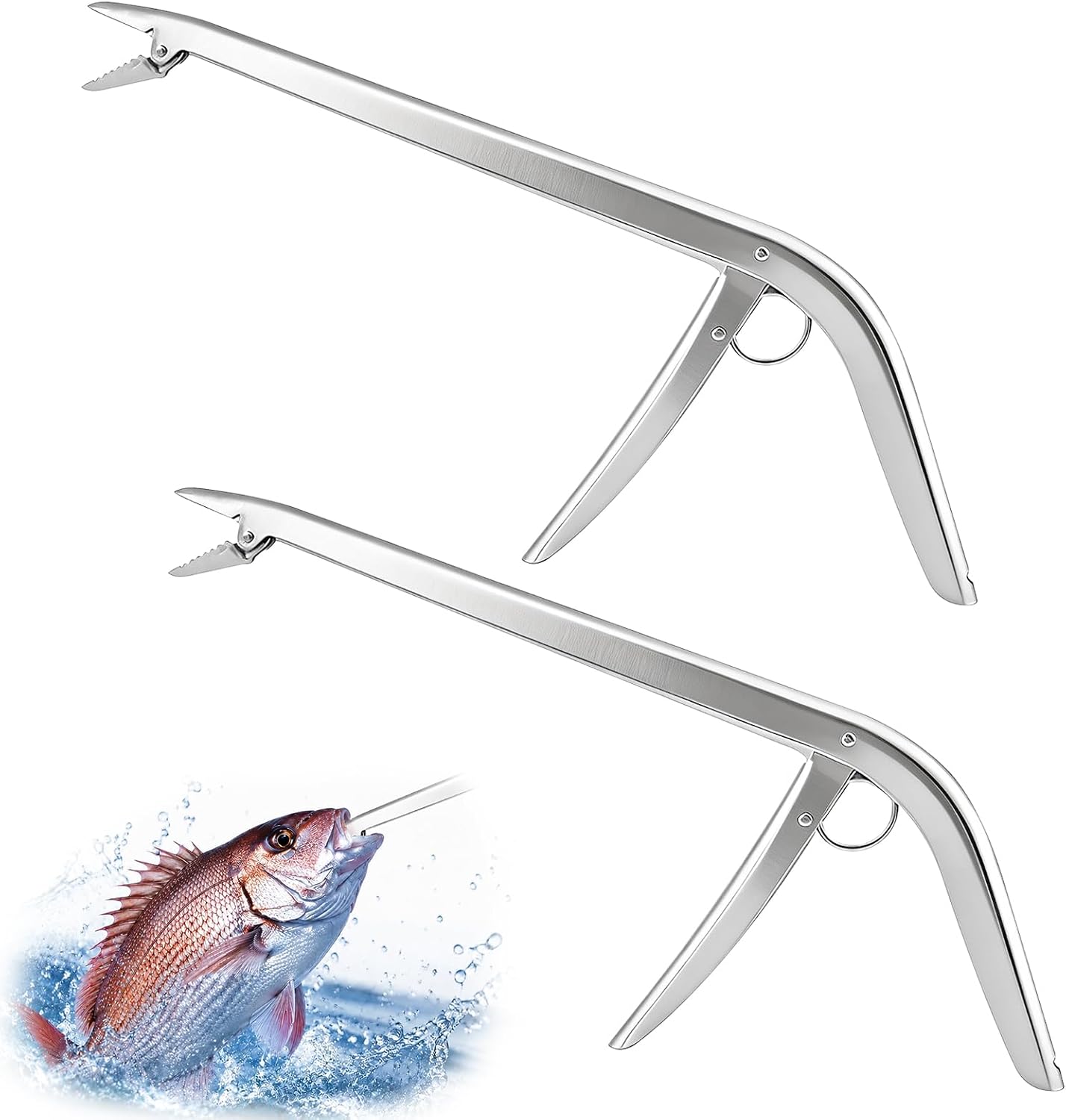 2 Pack Fishing Hook Remover, Stainless Steel Serrated Jaw Fish Dehooker Tool