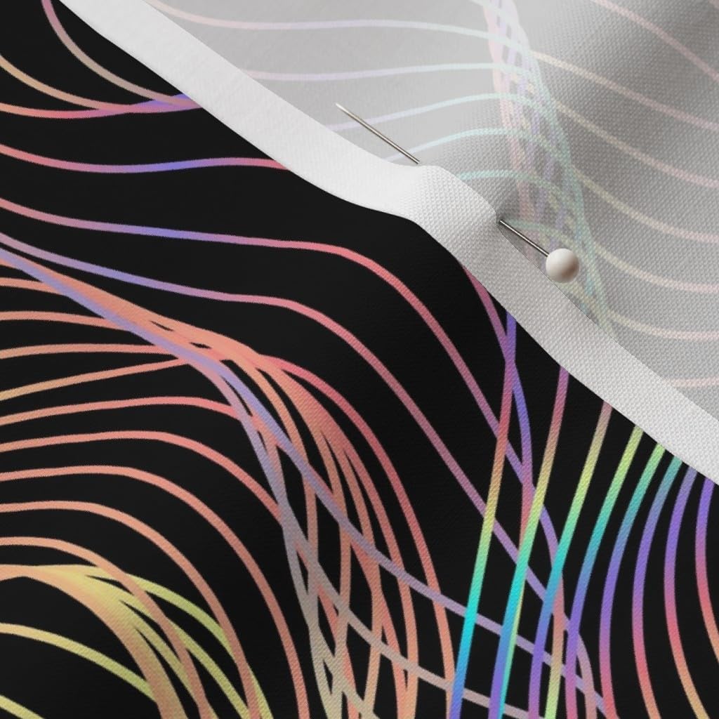Spoonflower Fabric - Psychedelic Abstract Lines Neon Tech Vaporwave Holography Synthwave Printed on Petal Signature Cotton Fabric by The Yard - Sewing Quilting Apparel Crafts Decor