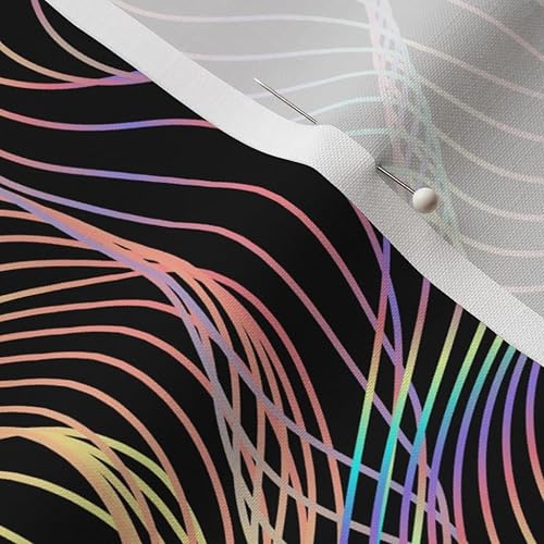 Miniatura 7 de Spoonflower Tela  Líneas abstractas psicodélicas Neon Tech Vaporwave Holografía Synthwave impresa en tela de algodón de firma de pétalos por The