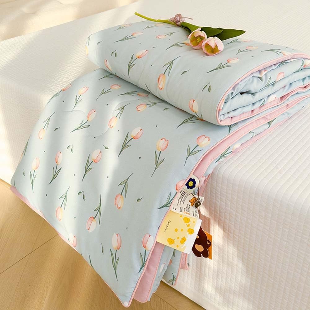 Summer Thin Quilt Air-conditioning Double/Single Comforter Throw Blanket 200*230/150*200cm For Kids Adults Washed Cotton Layered Yarn Lightweight Cool Blanket Duvet ( Color : 7# , Size : 200*230cm )