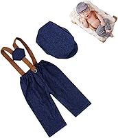 Vista 13 de Accesorios para fotografías de bebé recién nacido o de meses, con gorra a rayas y mameluco