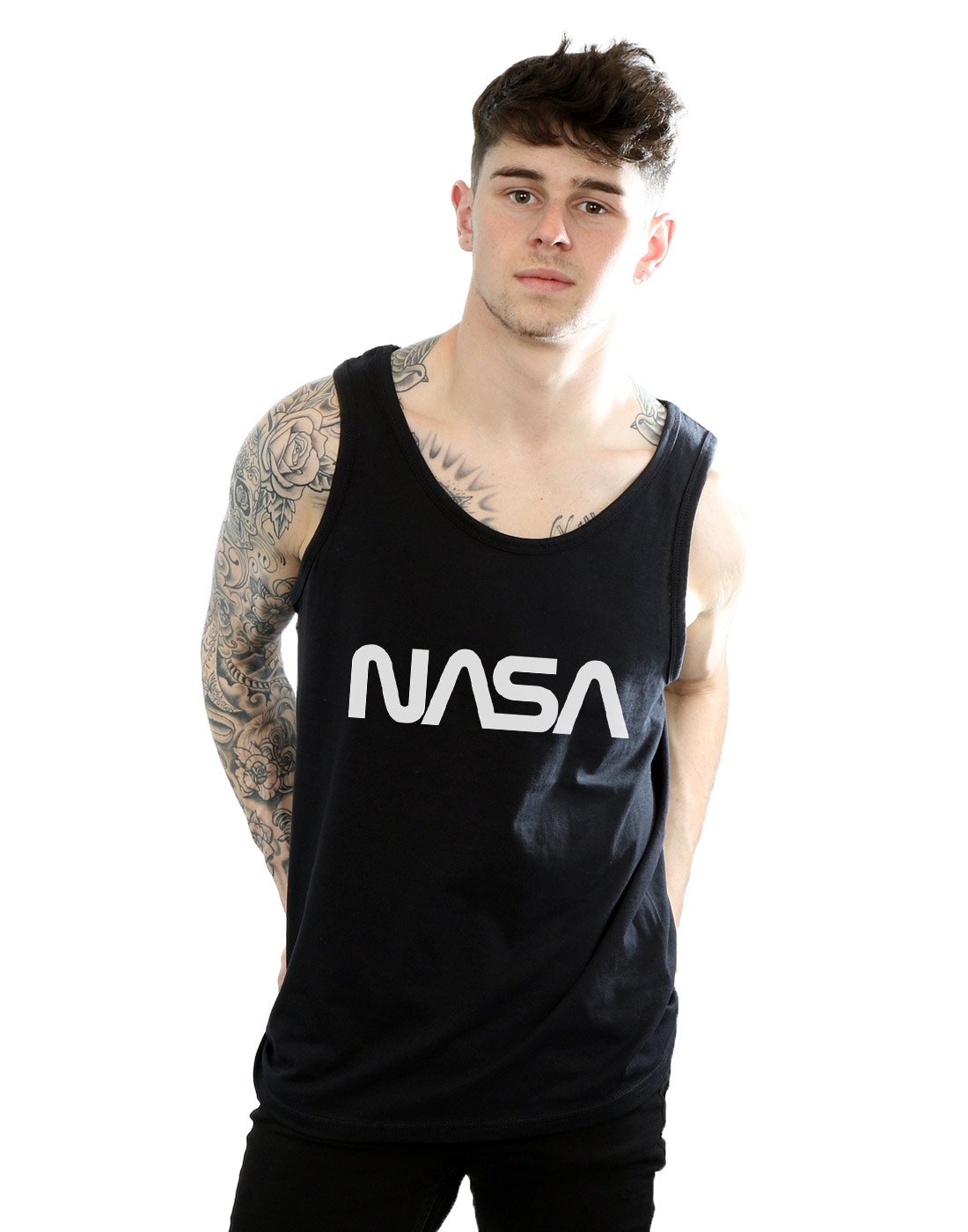 Absolute Cult Men's Black Nasa Modern Logo Vest Large