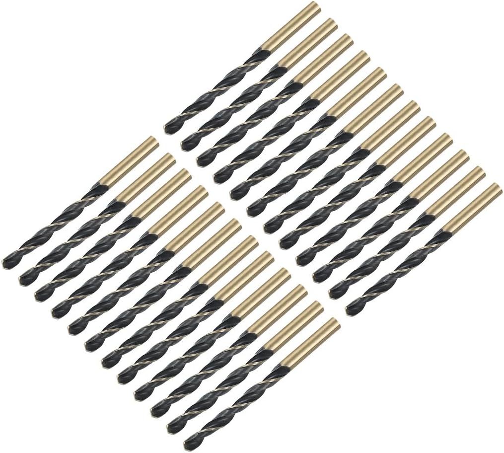 uxcell 24pcs Straight Shank Twist Drill Bits 6mm Gold Titanium & Black Nitride Coated High Speed Steel (HSS) 4341 with 6mm Shank for Stainless Steel Alloy Metal Plastic Wood