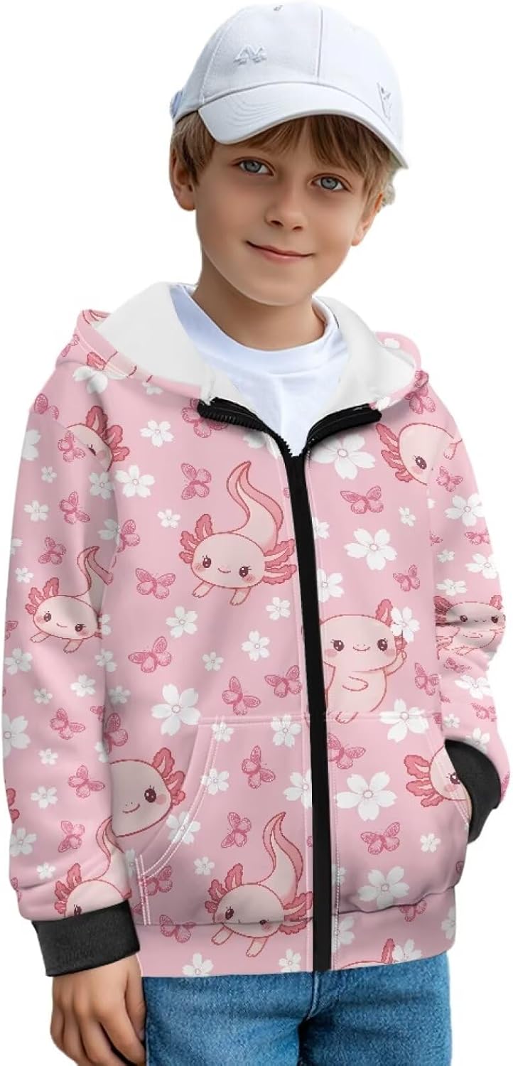 Zip Up Hoodie for Boys Girls Hooded Sweatshirt with Pockets Hoodie Jacket Children's Warm Causal Sweatshirt