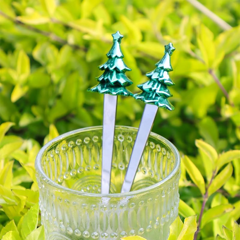Silverware Flatware Set, 1/4/6 Piece Stainless Steel Tableware Creative Christmas Tree Coffee Spoon Home Coffee Shop Dessert Spoon Spoon Souvenir (Color : Silver, Size : 6Pcs)