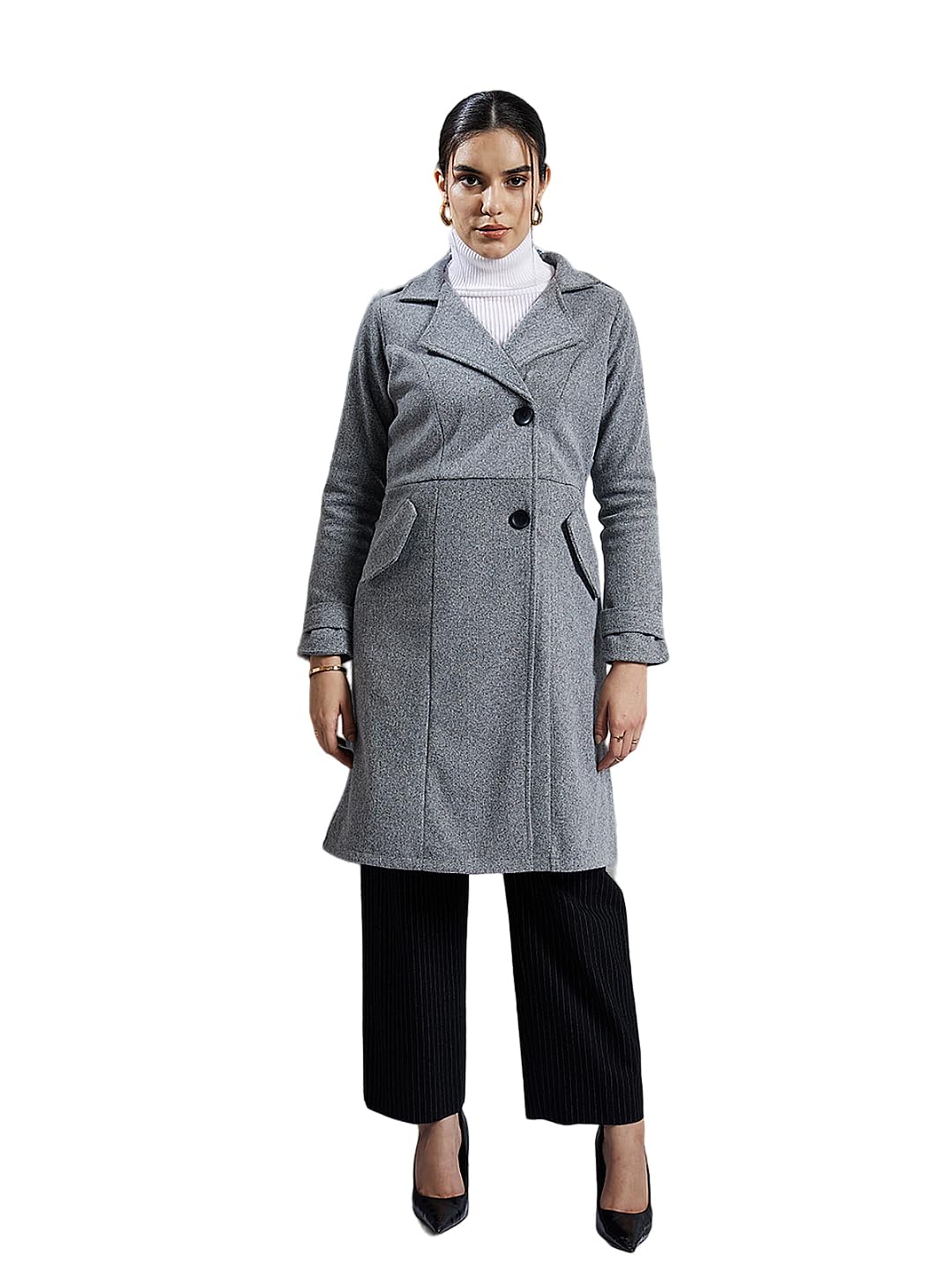 poshbery Grey Regular Fit Coat for Casual Wear-picture-12