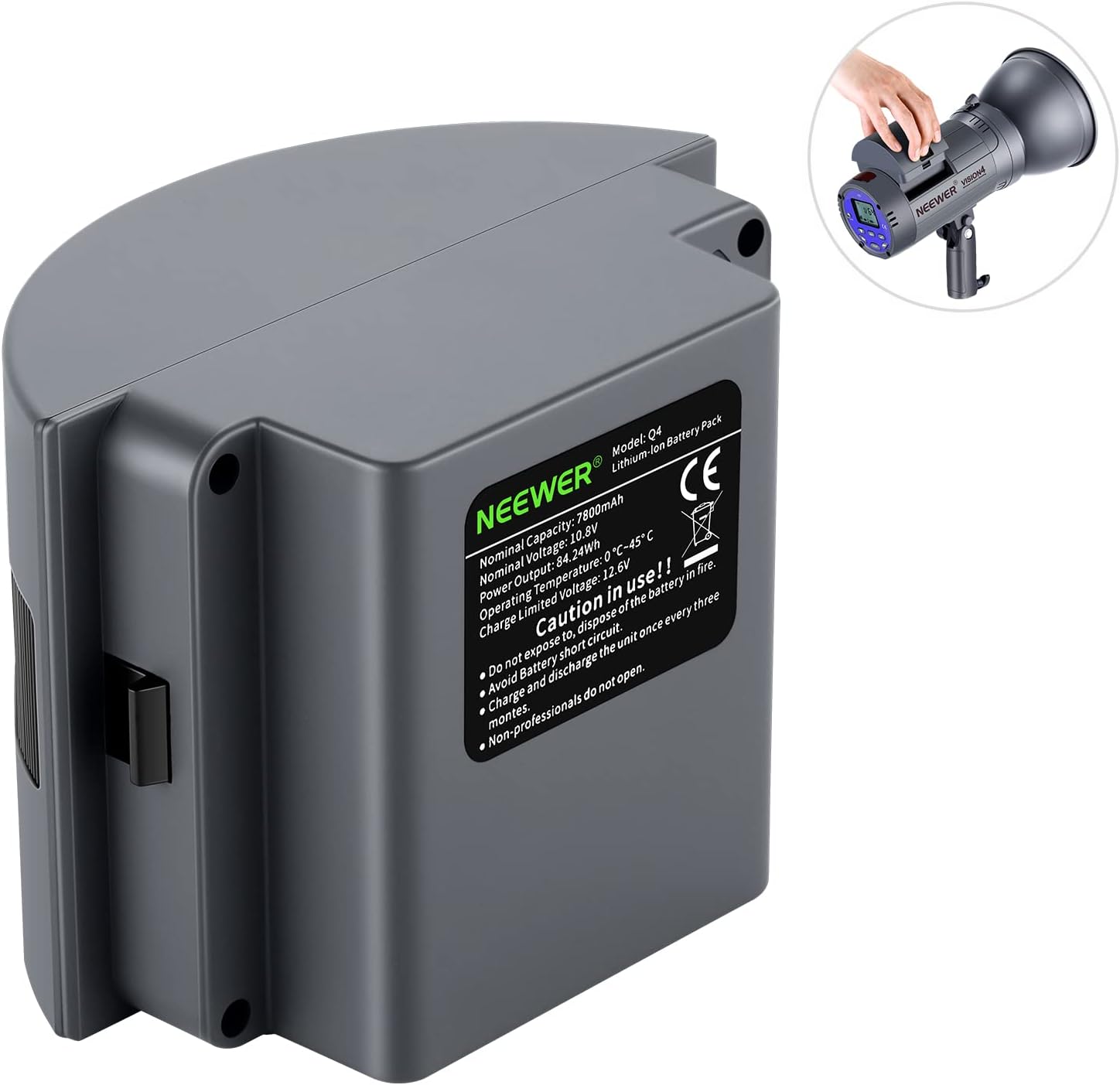 Neewer Li-ion Battery High Capacity Rechargeable Flash Spare Battery for Q300, Vision 4, ML300 Outdoor Studio Flash Strobe