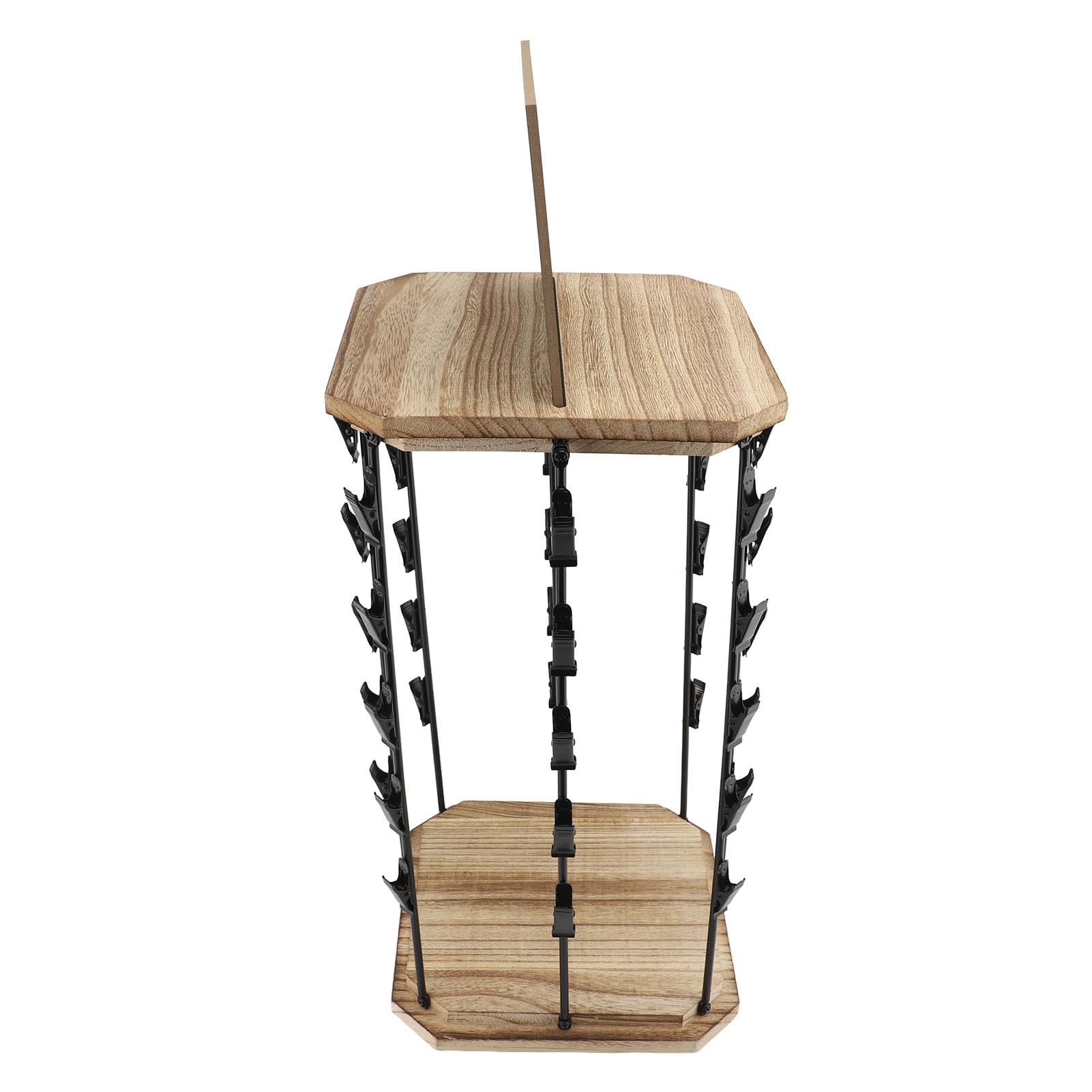 Wakects Espositore per Patatine, Espositore Girevole per Snack, con Struttura in Metallo e Base in Legno, 5 Ripiani, 40 Clip, Porta Patatine da Banco, per Scrivania, Negozio, per feste.