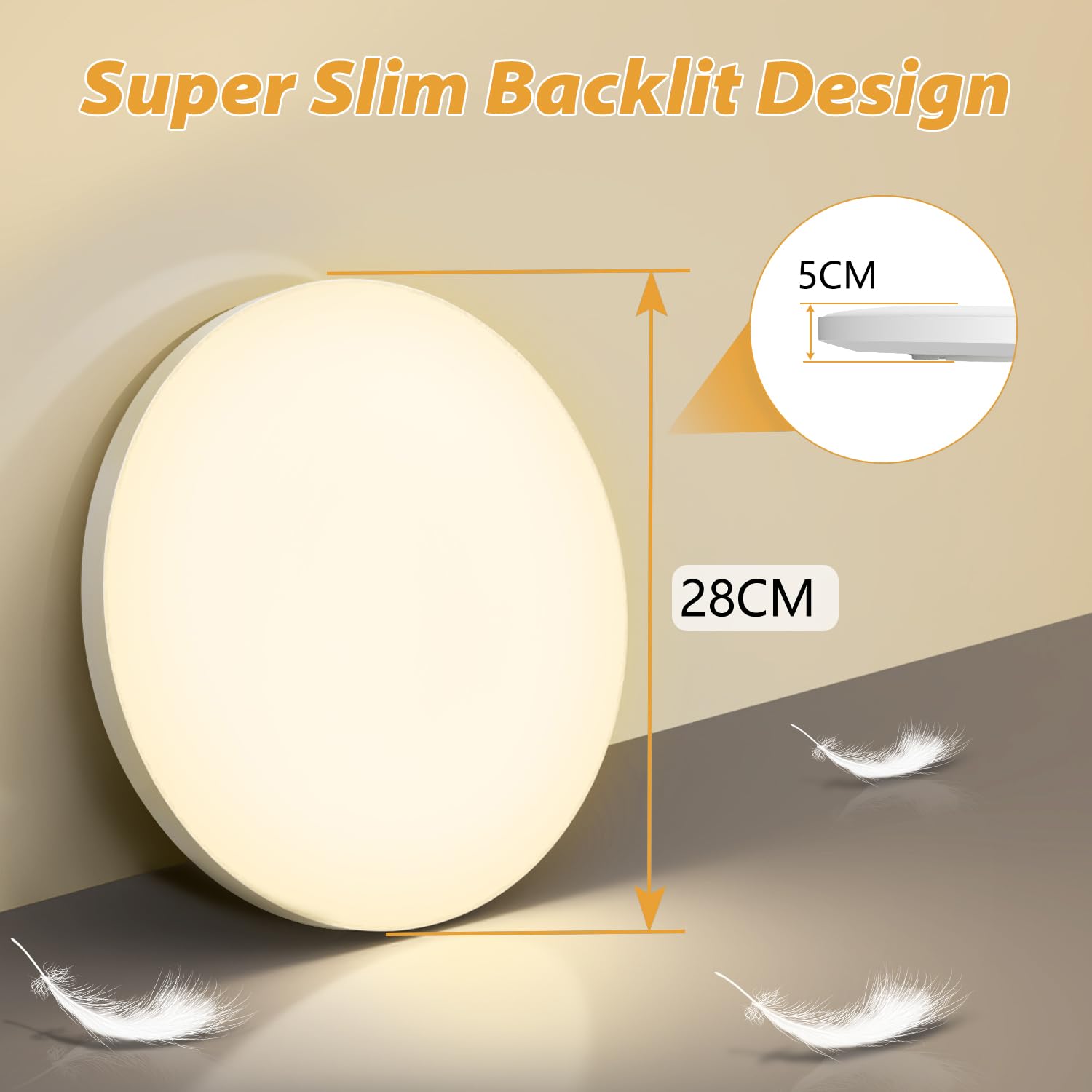 Plafoniera LED Soffitto 24W [2 Pezzi], Lampada da Soffitto 3000K 2000LM Plafoniera Bagno IP44 Impermeabile Ø28CM Rotonda Lampadario LED Moderna Luce Soffitto per Cameretta/Cucina/Soggiorno/Corridoio