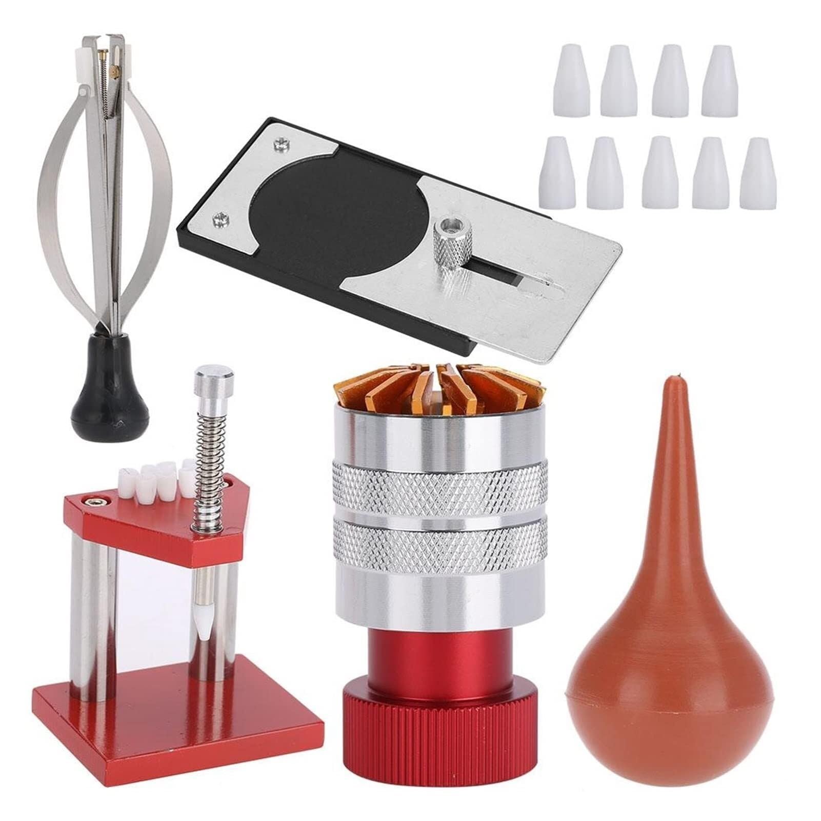 Kit di riparazione orologi da 5 pezzi, soffiatore d'aria for polvere di gomma, apricassa for fondello, strumento di impostazione delle lancette for orologiaio, kit di strumenti for la ripara