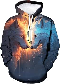 Amazon.com: Girren Men's Wolf Hoodie 3D Print Novelty Graphic