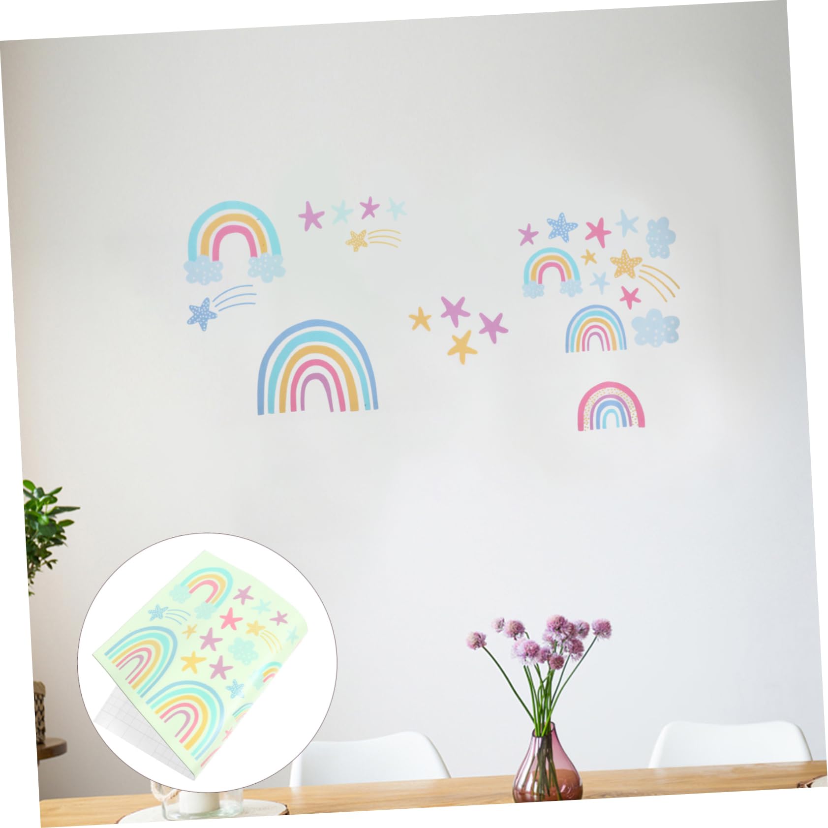 BESTonZON 5fogli Sticker Murali Luminose Tema Arcobaleno Per Ragazzo Ragazza Adesivi Da Parete Autoaderenti Per Decorare Stanze e Soffitti Sicuri e Impermeabili