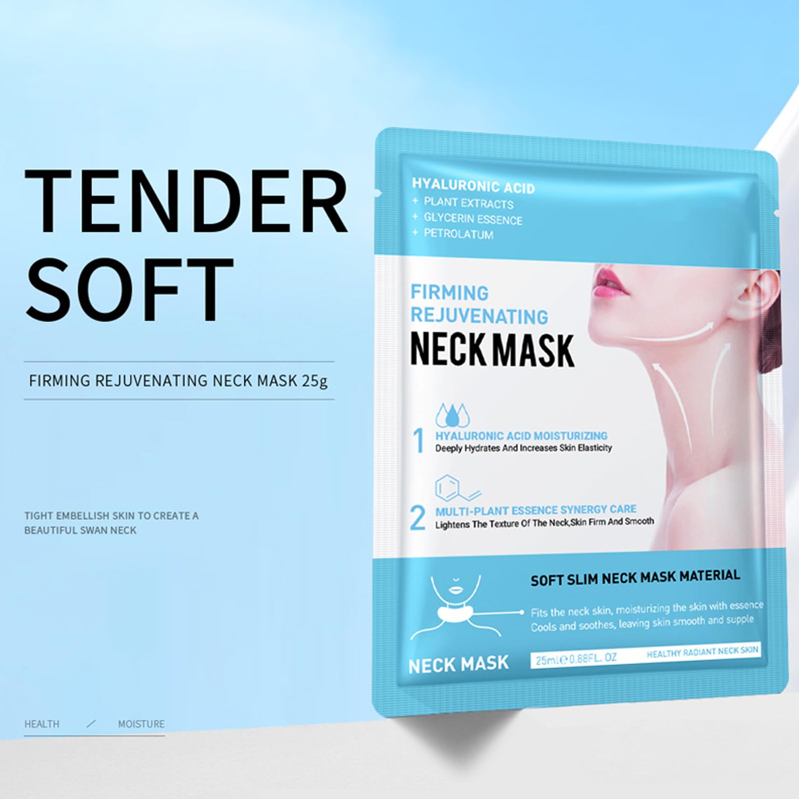 10PC Maschera per il Collo 25g, Essenza Rassodante per il Collo e Décolleté Lifting, Idratante, Anti-invecchiamento, Antirughe, jingshuang-19