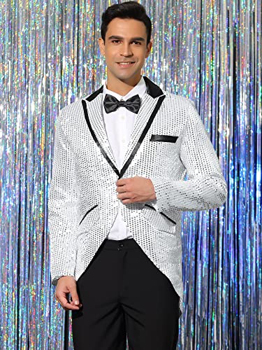 Lars Amadeus Men's Sequin Tailcoat Tuxedo Blazer Party Wedding Show Sparkle Suit Jacket2