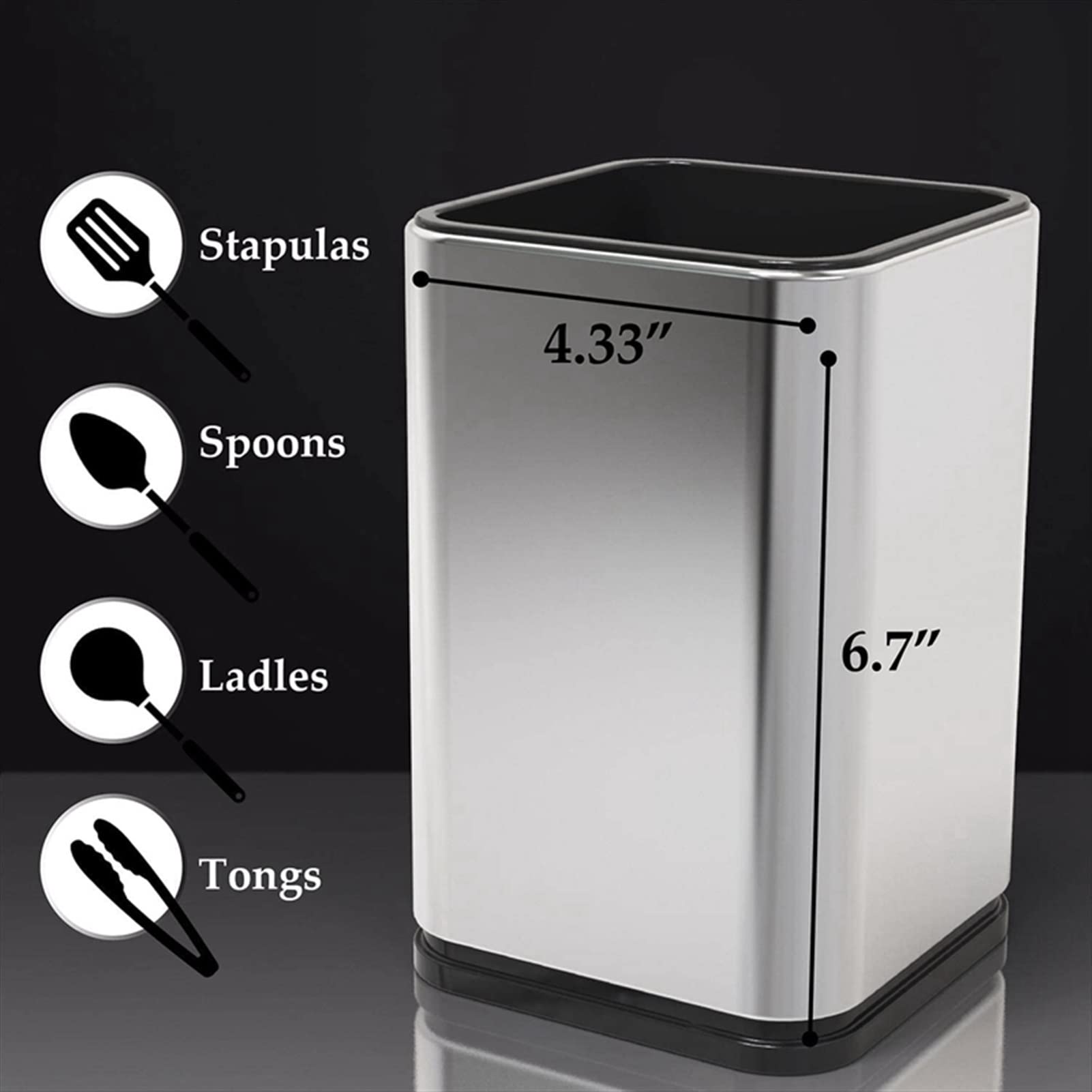 Porta Utensilios Soporte de utensilio de Cocina de Acero Inoxidable Cubiertos de Cocina Utensilio Utensilio Organizador Diseño Rectangular 17x11cm Soporte de Utensilios Cocina