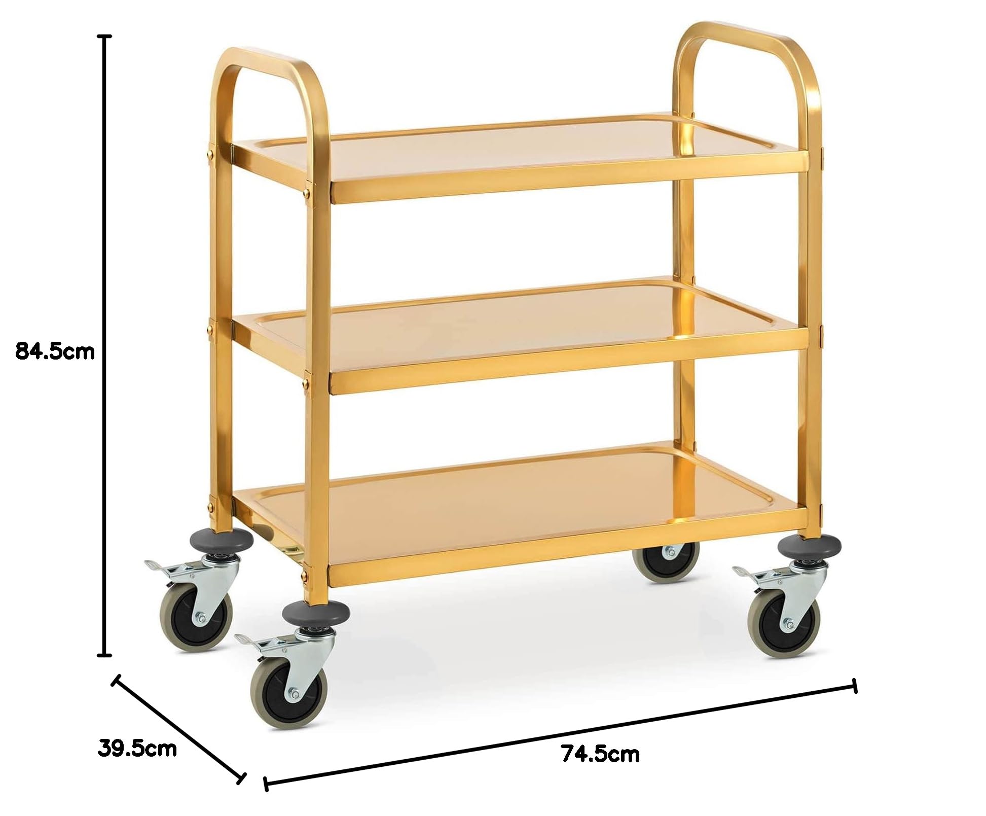 Carrello portavivande in acciaio inox con 3 ripiani, portata 240 kg, resistente