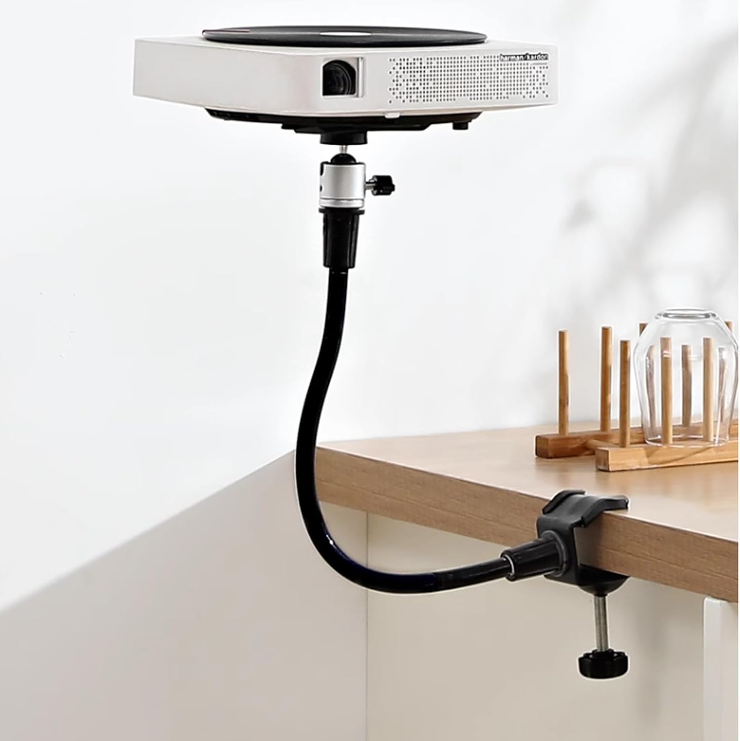 GRFIT Projector Mount Bracket BedHead Projector Household Bracket Mini Portable Projector Coffee Table Multifunctional Bending Universal Punch Free Projector Bracket Projector Stand (Size : 44cm)