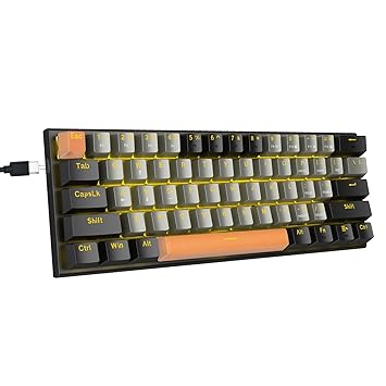 60% Mechanical Keyboard, E-YOOSO Red Switches Mechanical Gaming Keyboard Wired with LED Backlit, Ultra-Compact 60 Percent Computer Keyboard for Windows, Mac OS (Grey Black)