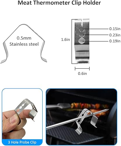 Miniatura 3 de Paquete de 2 sondas de temperatura para carne de repuesto para parrilla de pellets de madera Recteq, accesorios de parrilla Recteq, con 2 clips para
