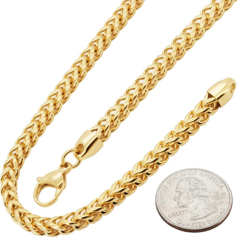 316L Stainless Steel 18K White/Yellow/Black Gold Finish 5MM Smooth Franco Box Chain Necklace Bracelet For Women & Men 8.5″-36″