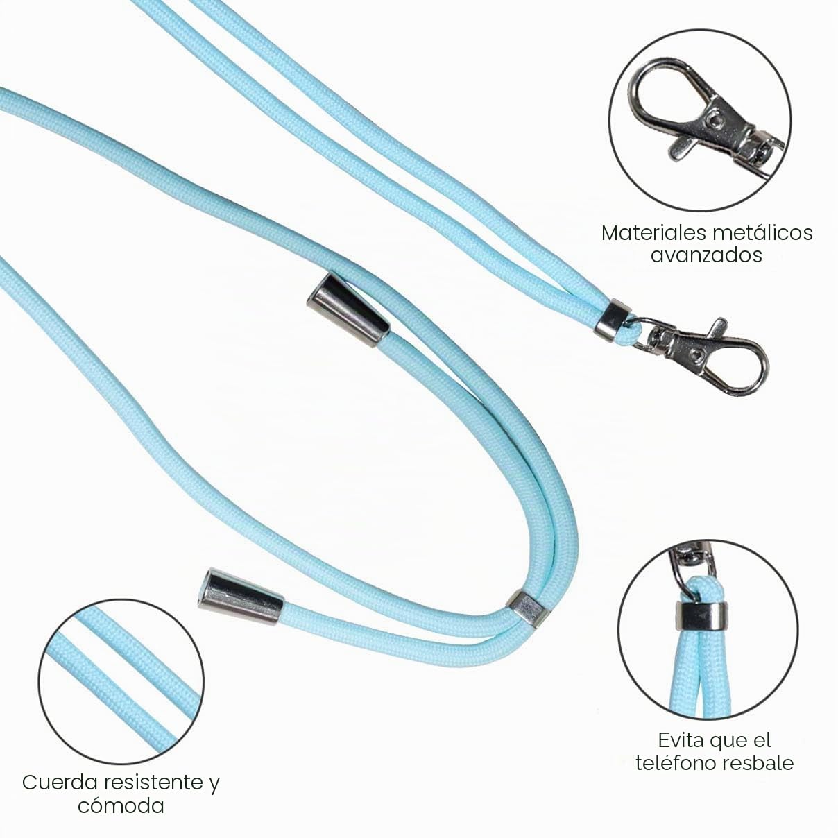 Cordón Universal Para Móvil Color Matcha Verde – Largo Ajustable 1.6 M, Se Cuelga Al Cuello O Muñeca, Compatible Con Cualquier Funda