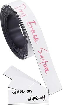 Dry Erase White Magnetic Tape 3/4-Inch by 10-Feet Flexible Magnet Strip Write on/Wipe Off Magnet by DGQ