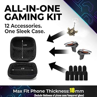 Mikirini 13 in 1 PUBG Mobile Phone Triggers, Max Phone Thickness:18mm | Controller for PUBG/Call of Duty/Free Fire/Fornite, compatible with iPhones & Android Phones