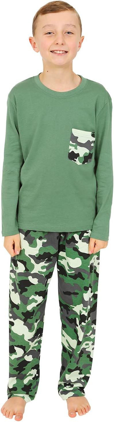 Boys Camouflage 100% Cotton Long Pyjama Set