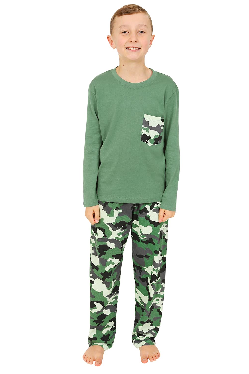 Boys Camouflage 100% Cotton Long Pyjama Set