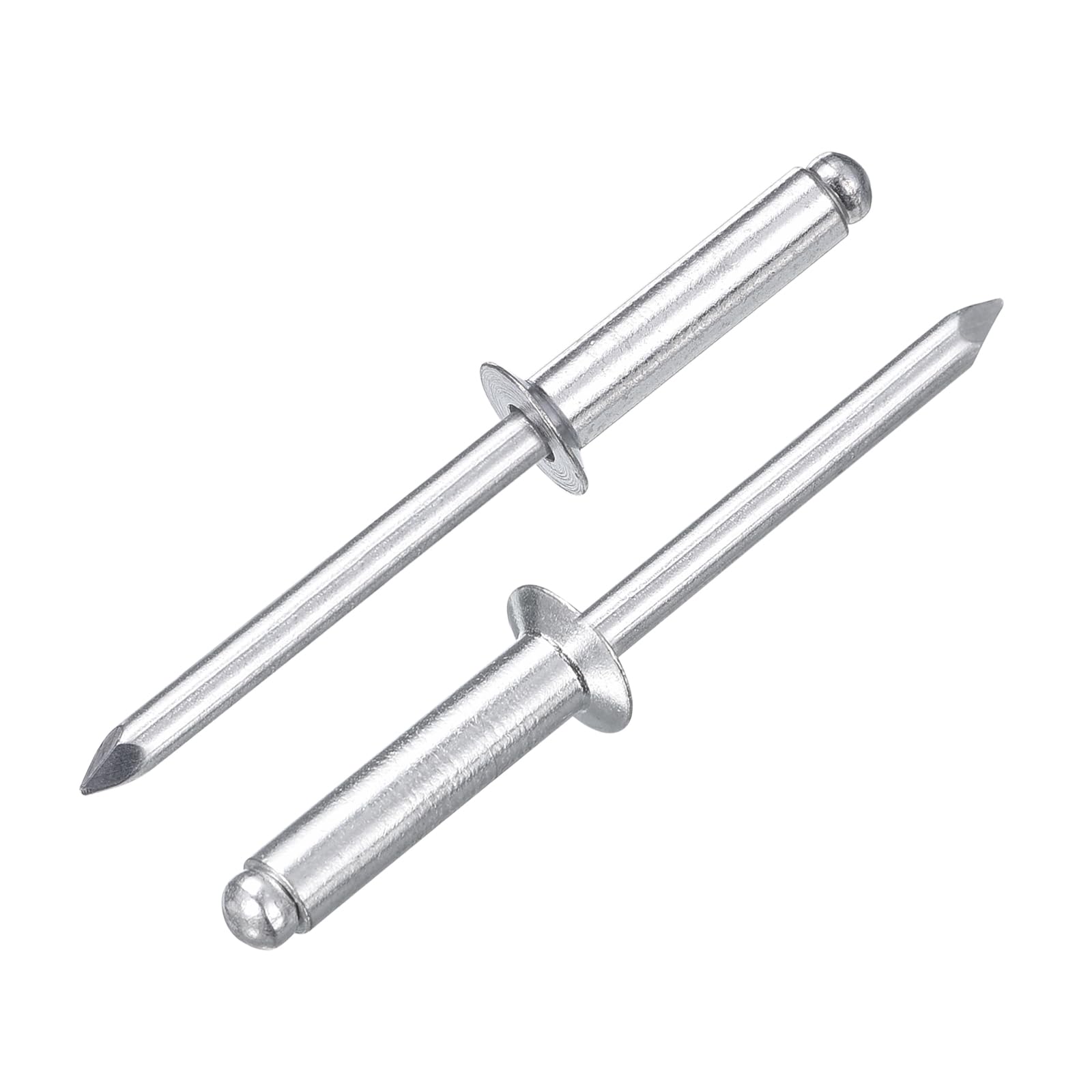 sourcing map 50Pcs 3/16"x3/4" Aluminum Blind Rivets, Aluminum Grip and Steel Mandrel, Countersunk Head Long Split Rivets for Metal, Furniture, Automotive, Silver